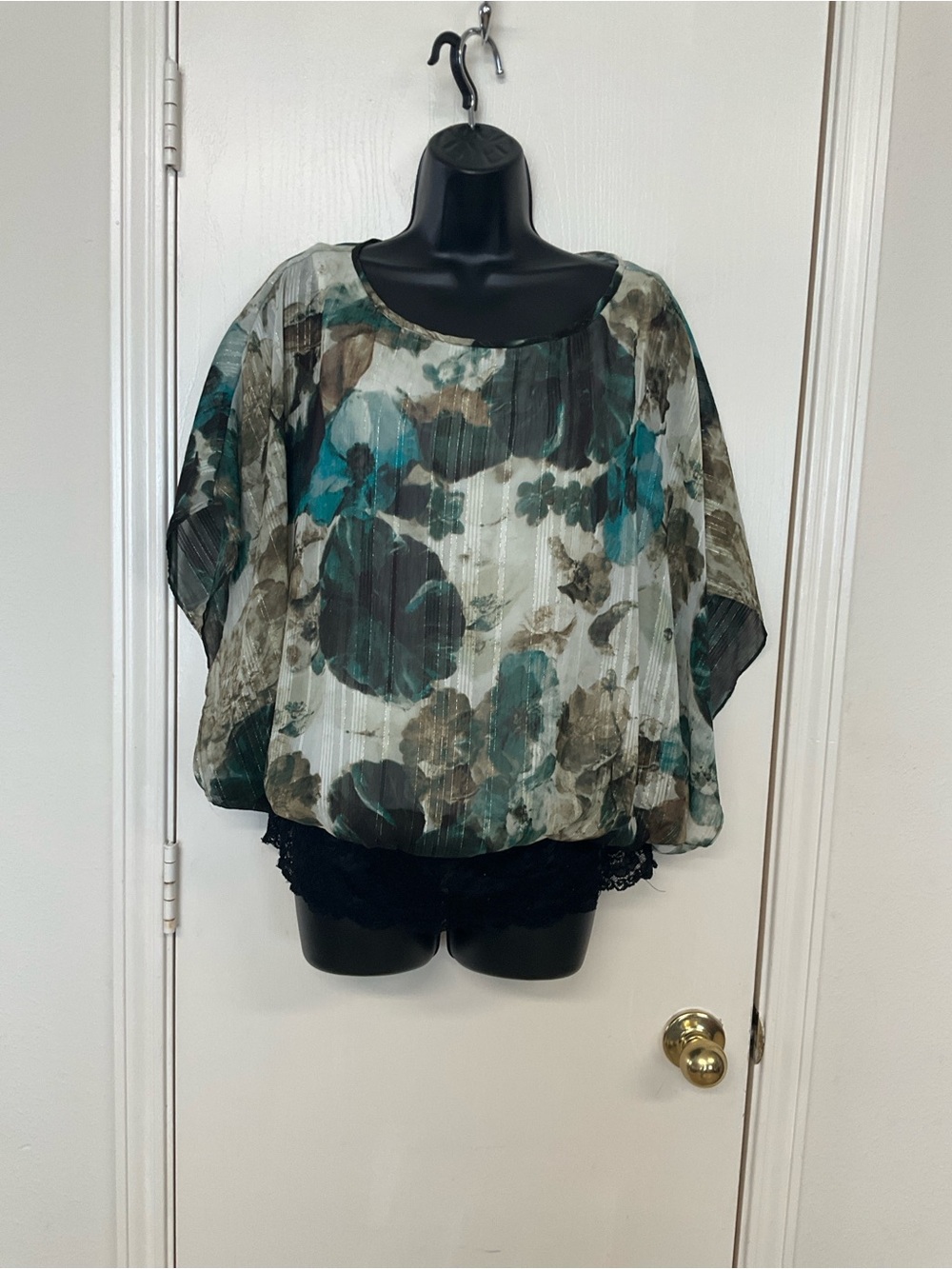 Pleated Floral Blouson Blouse